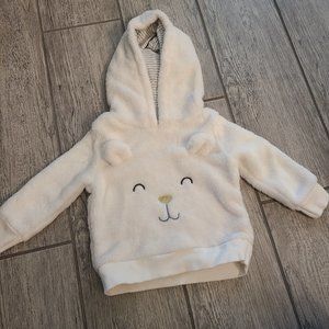 🏷 3/$15 or 5/$20 Carter's baby girl warm sweater with hood white kitty size 6M
